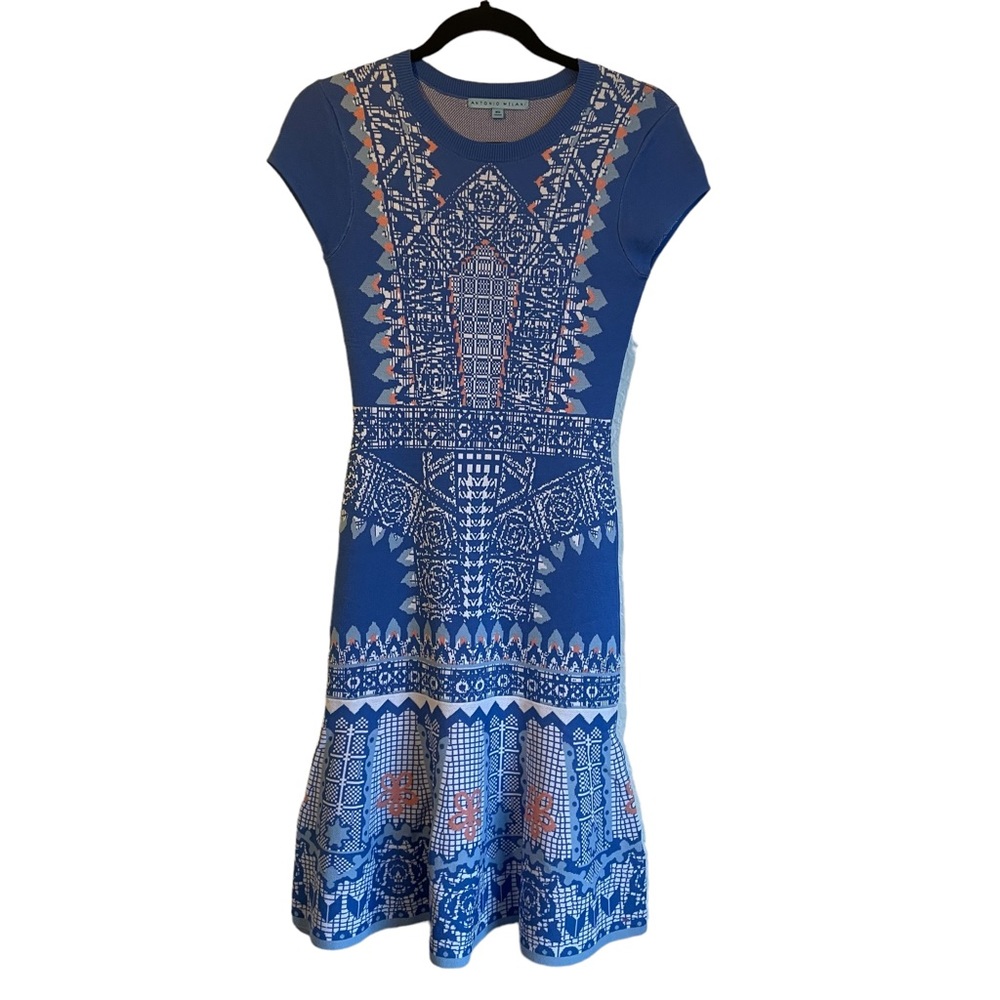 Antonio Melani Geometrical Knit Sweater Dress